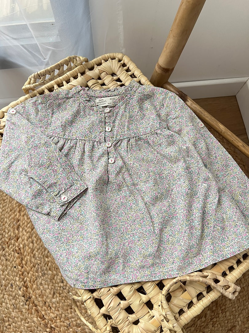 Haut Fille bébé Zara - 9/12 mois - Crème à fleurs - État : Excellent
