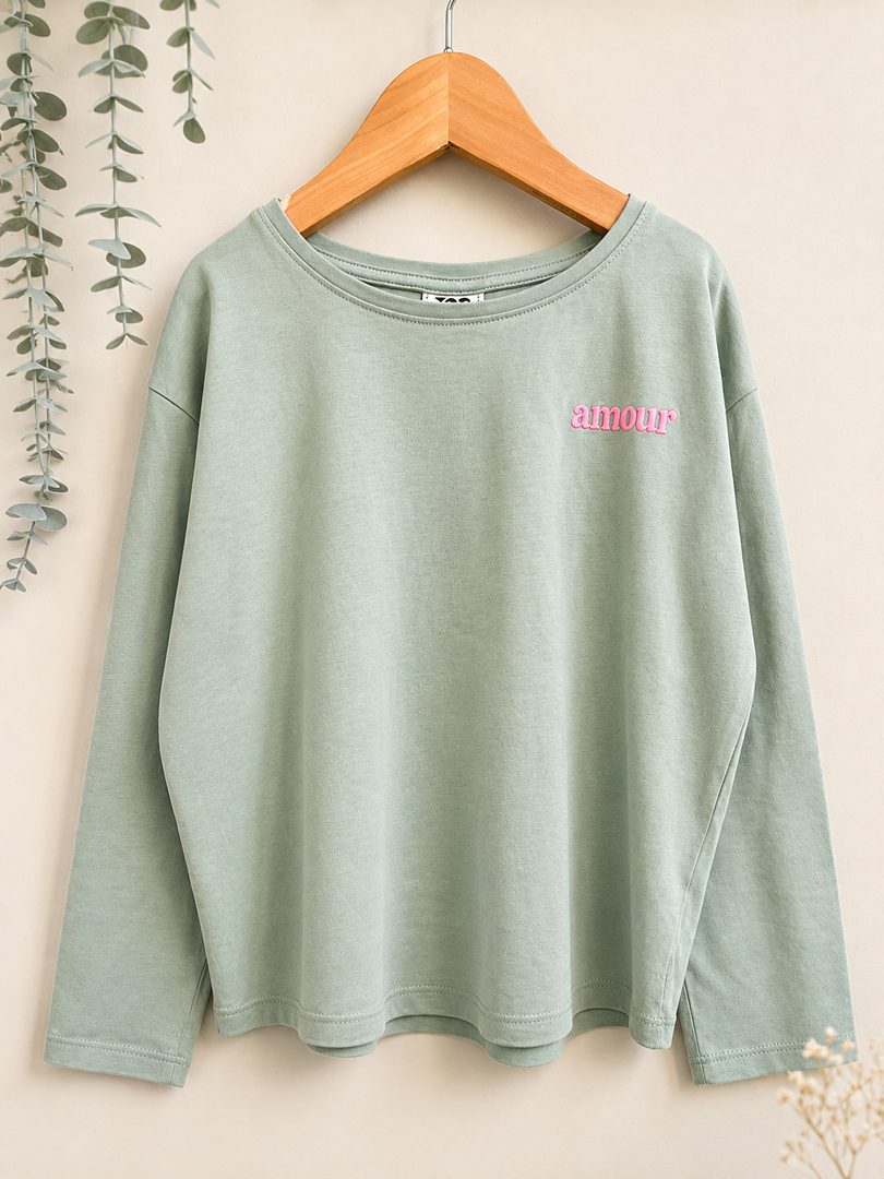 T-shirt manches longues fille Tape à l'œil 5 ans vert mi-saison