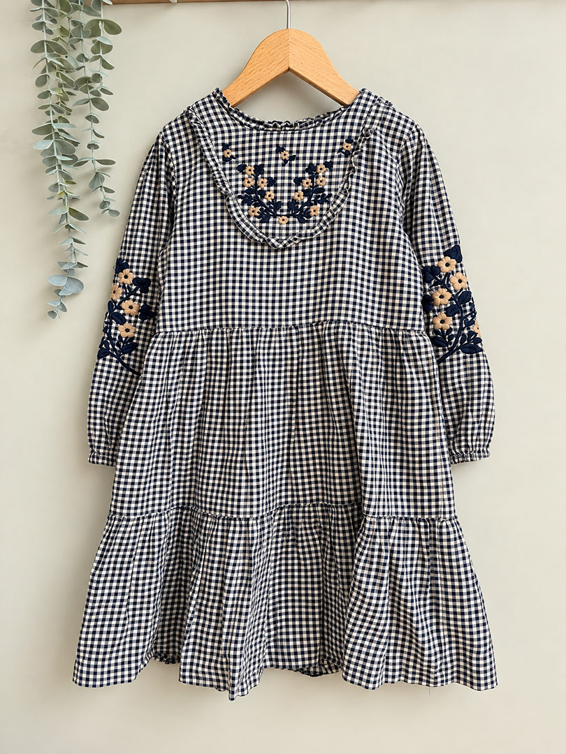 Robe fille Tartine et Chocolat carreaux noir manches longues 5 ans