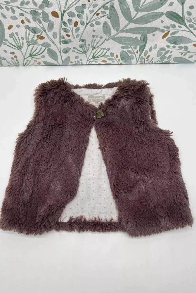Gilet berger marron fille - Grain de blé 6 mois