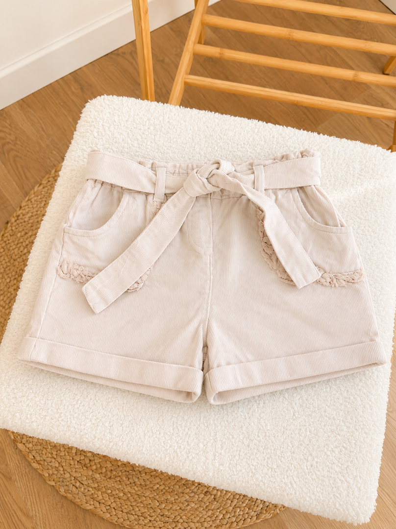 Short fille Tape à l'œil 3 ans rose velours mi-saison