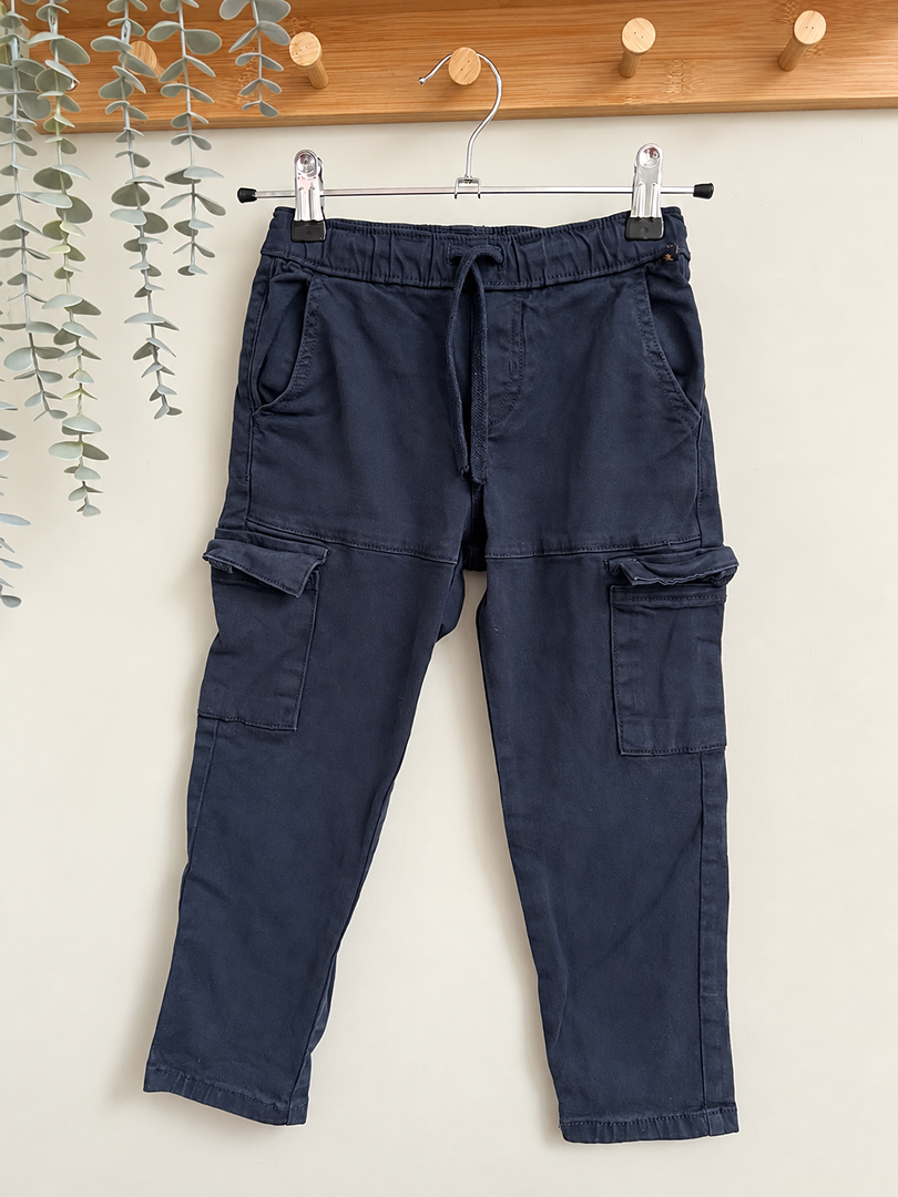 Pantalon cargo garçon Sergent Major bleu mi-saison 4 ans