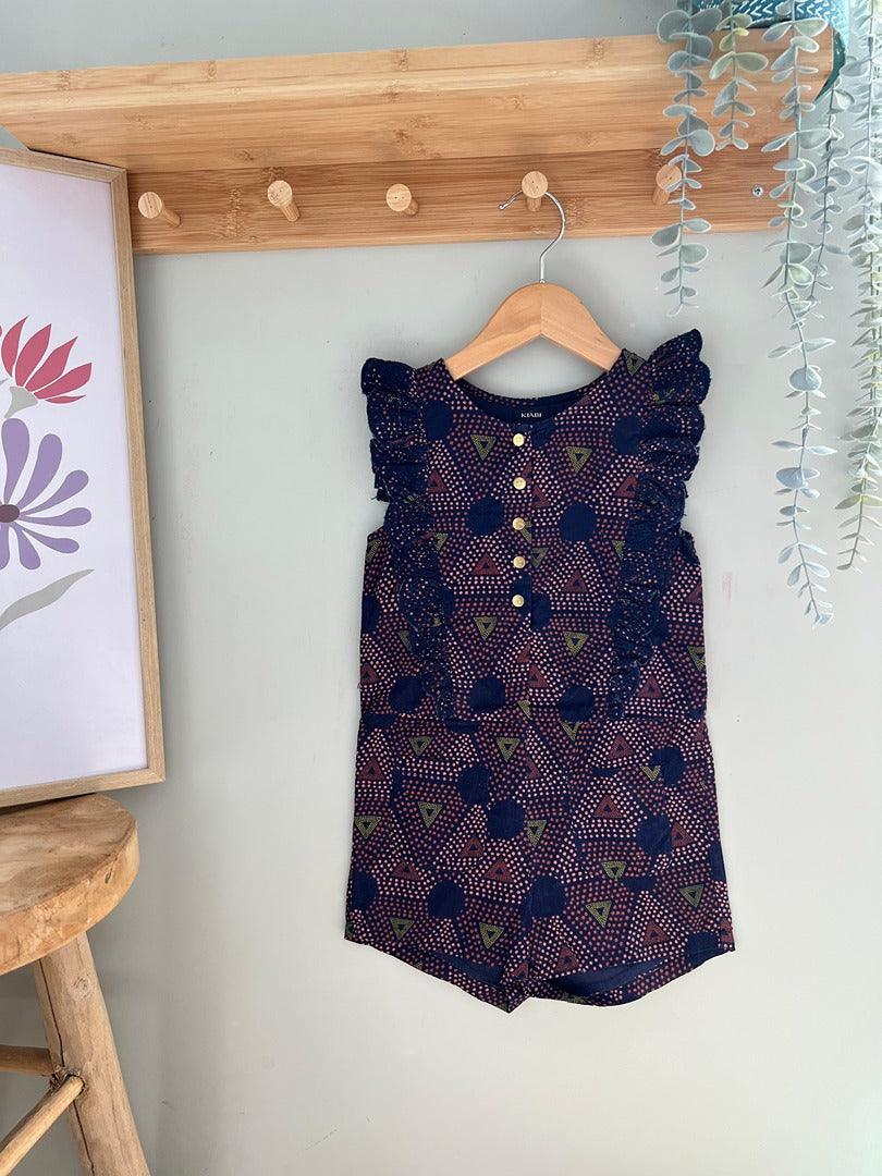 Combishort été fille Kiabi - 4 ans - bleu marine fleuri