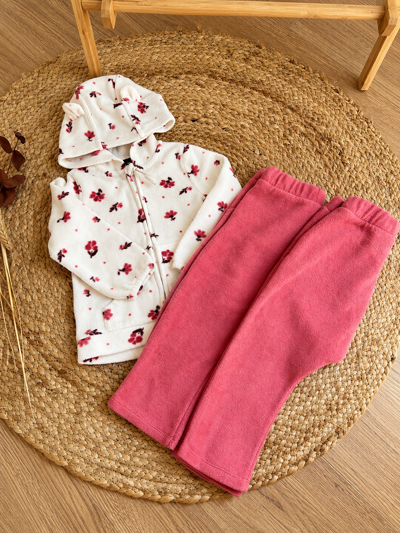 Ensemble polaire Sweat capuche + 2 joggings Sergent Major fille 2 ans rose hiver