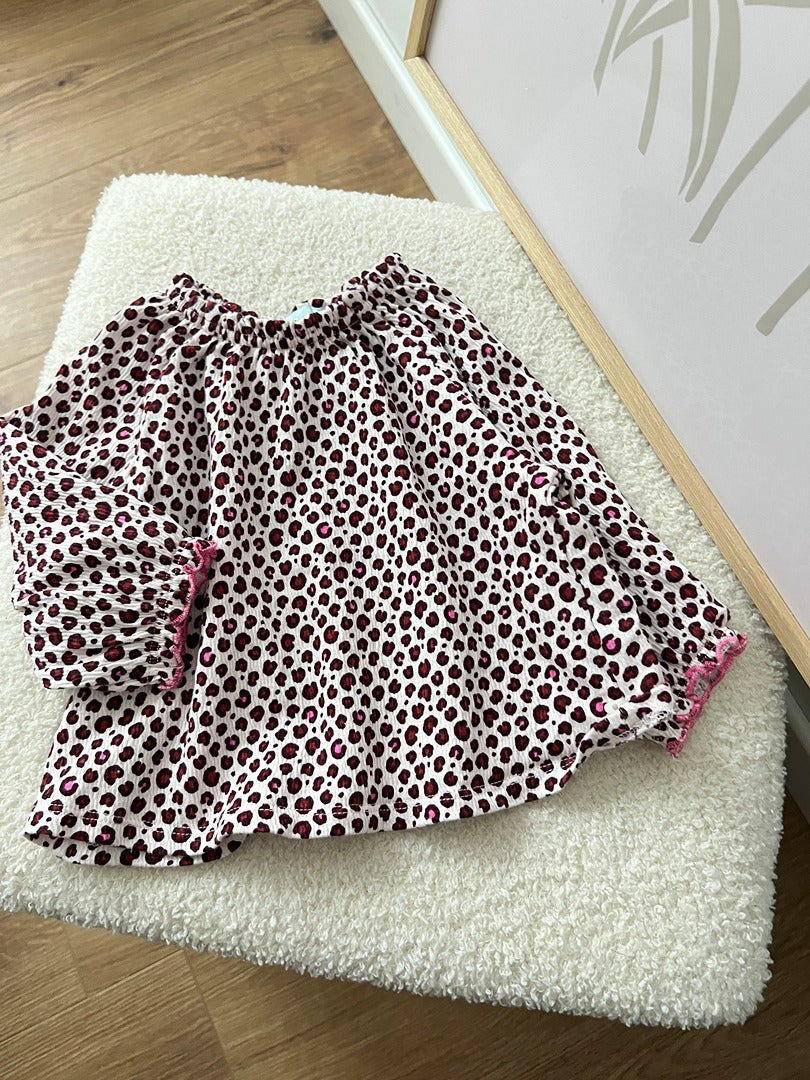 Blouse fille Obaïbi - 6 mois - Blanc léopard