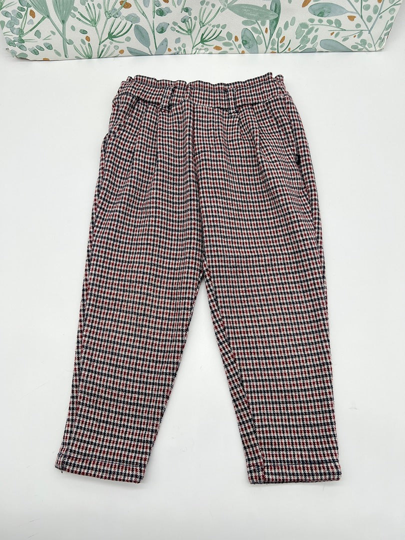 Pantalon fille à carreaux okaïdi - 3 ans / 98 cm - Rouge - État : Excellent