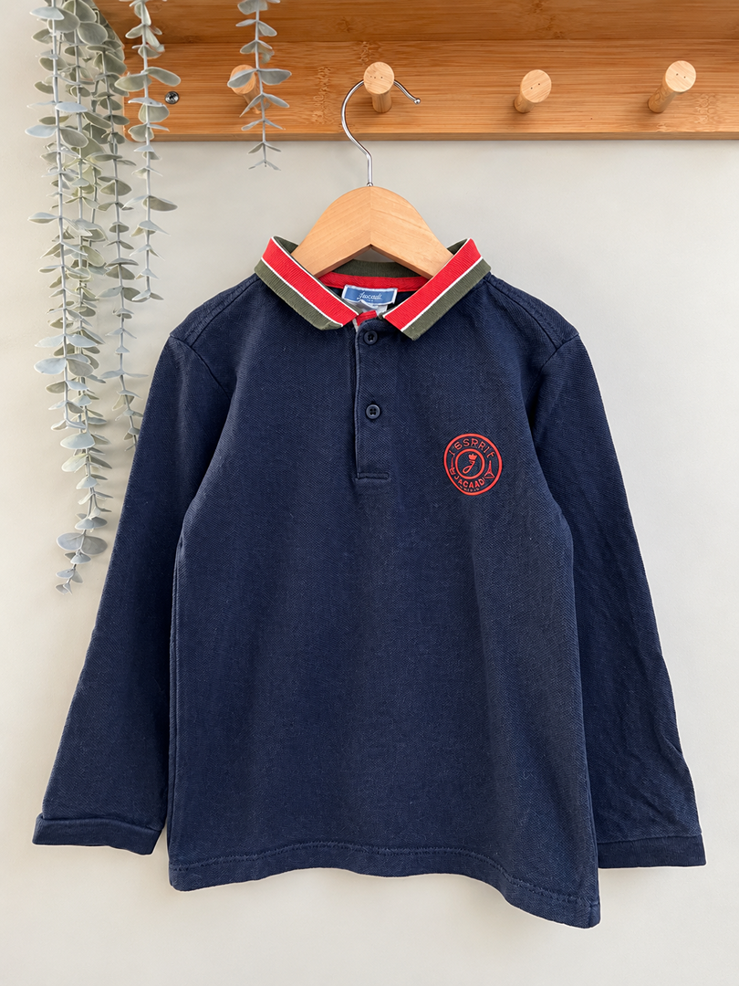 Polo garçon Jacadi bleu marine manches longues mi-saison 6 ans