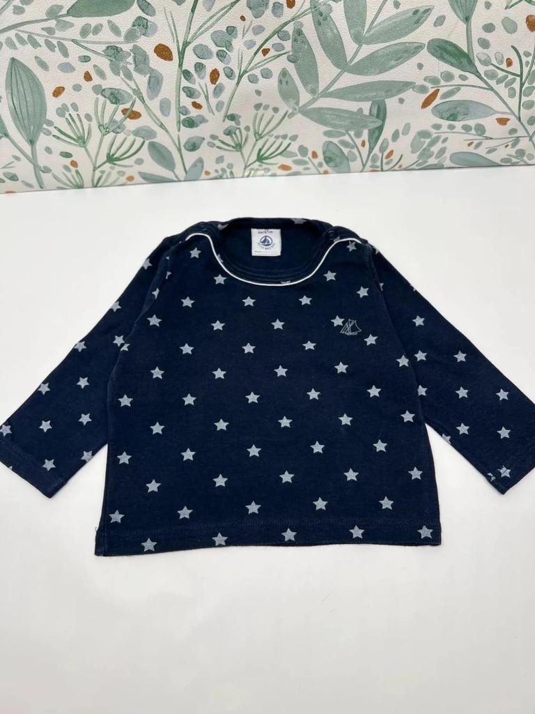T-shirt bleu Ml garçon - Petit Bateau 6 mois