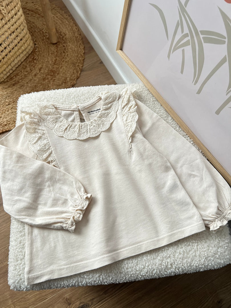 Blouse fille Vertbaudet - 18 mois  - Crème - État : Excellent