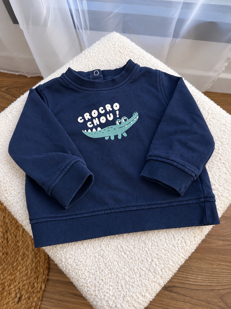 Sweat-shirt pull garçon Kiabi bleu crocodile 12 mois - Mi-saison - Manches longues