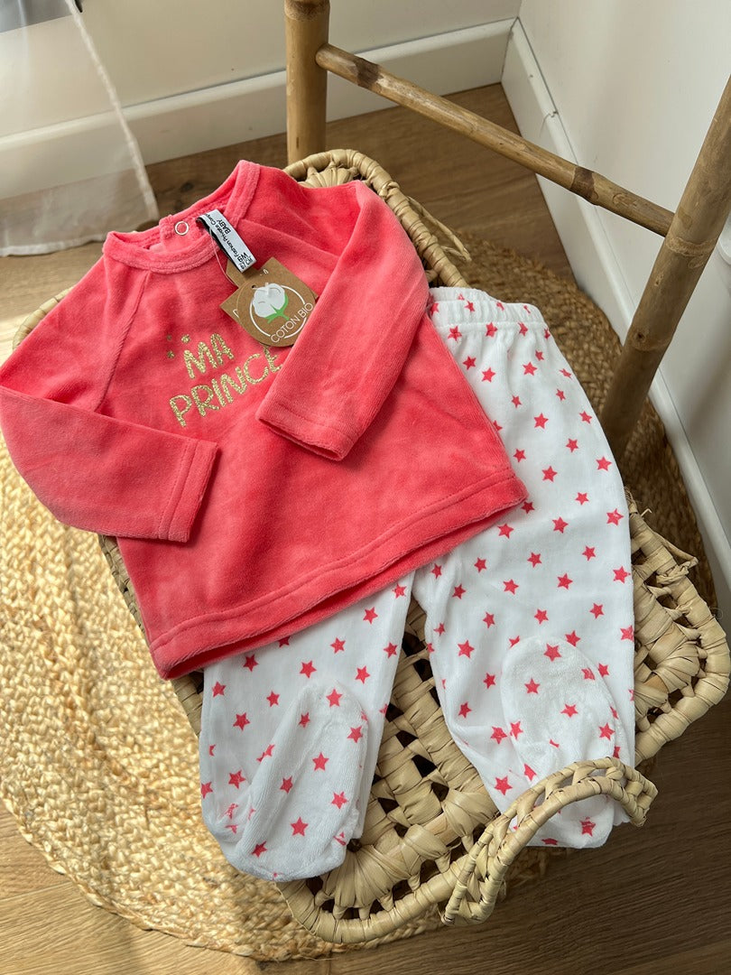Pyjama velours 2 pièces Fashion Private Company 6 mois fille hiver neuf avec étiquette