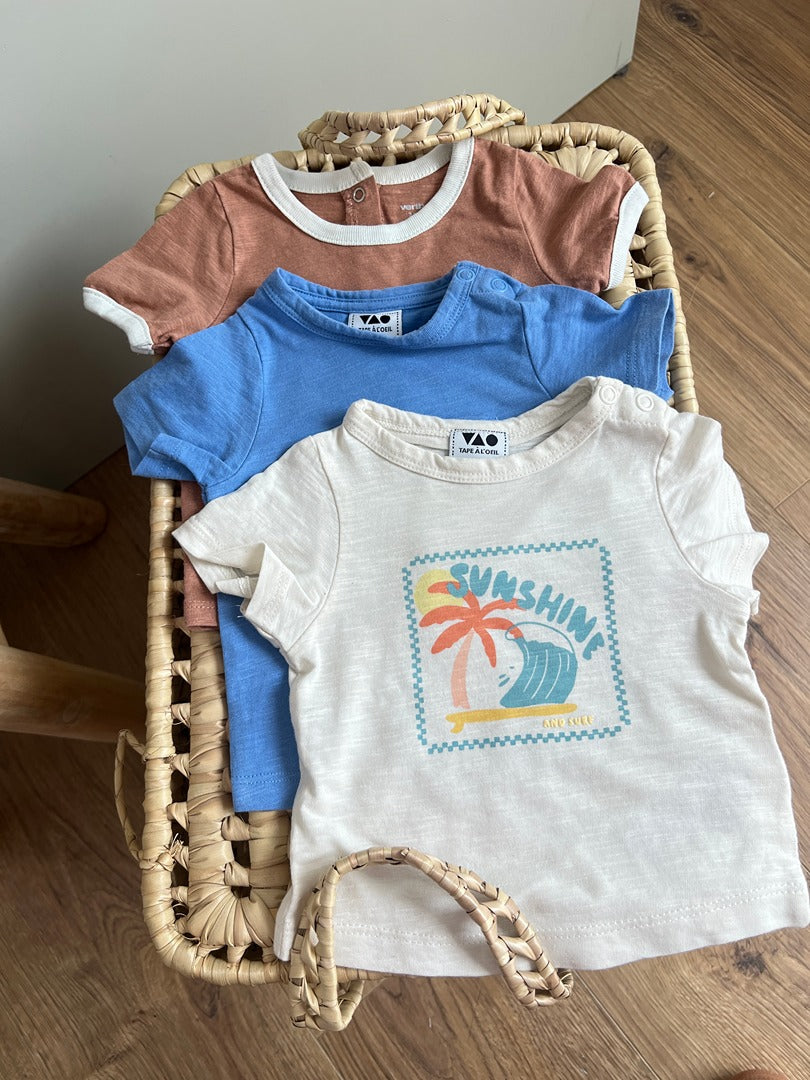 Lot 3 T-shirts bébé garçon Tao Vertbaudet 3 mois été
