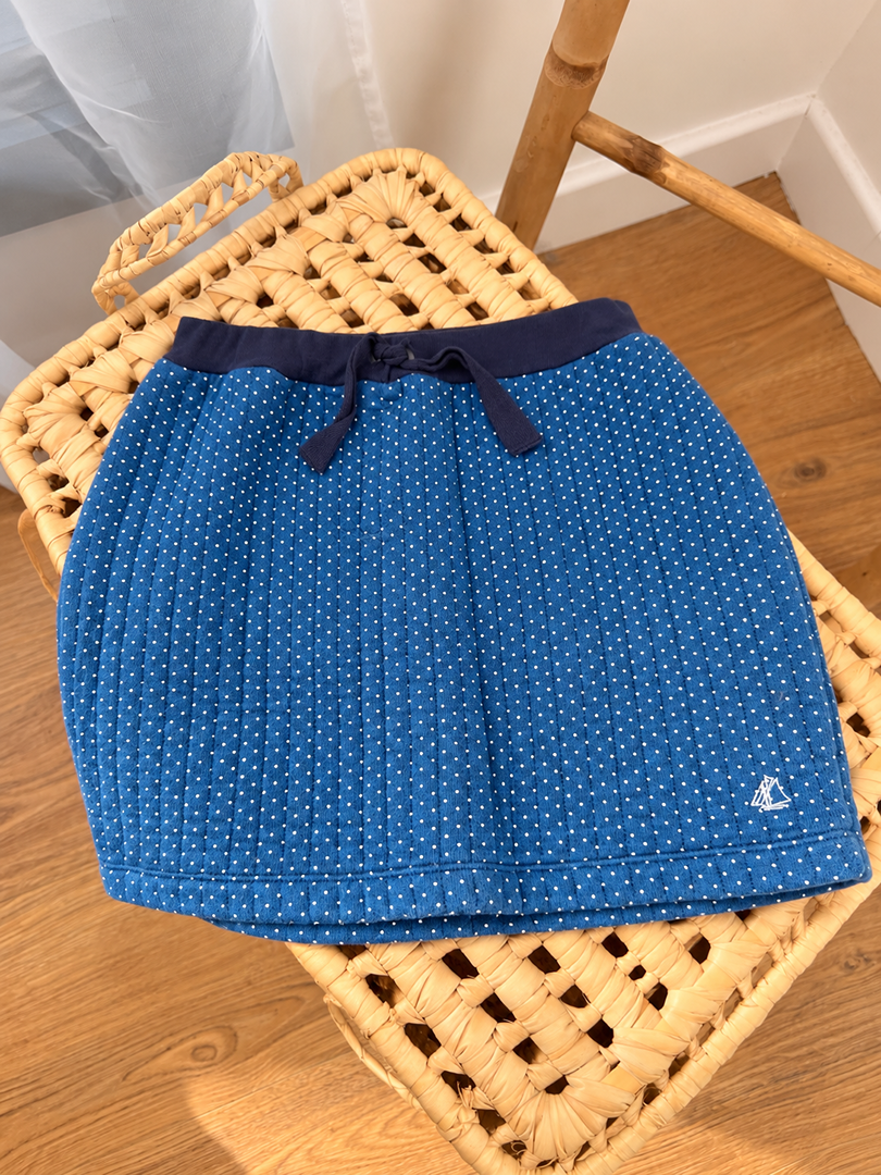 Jupe fille Petit Bateau bleue pois 8 ans hiver