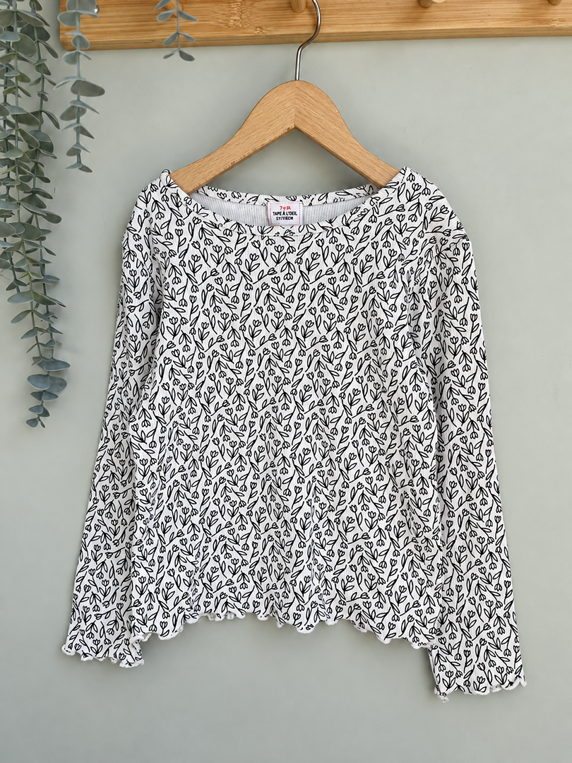 T-shirt manches longues fille Tape à l'oeil blanc motif mi-saison 5 ans