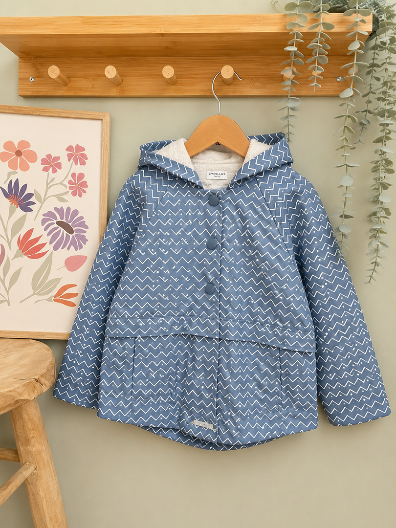 Impermeable ciré à capuche Fille Cyrillus 6 Ans Bleu Mi-saison