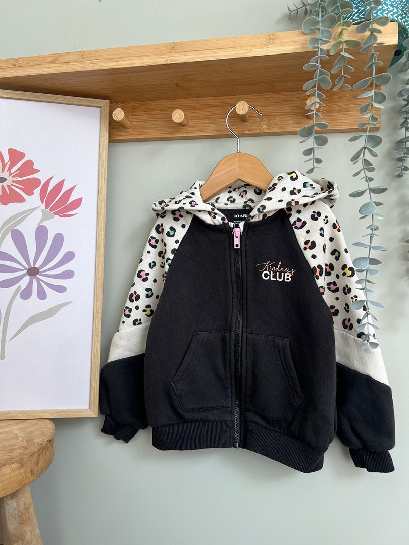 Sweat gilet zippé Kiabi fille 4 ans léopard noir manches longues