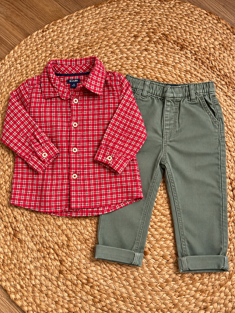 Ensemble chemise et pantalon Kiabi Tape à l'oeil garçon hiver 9 mois idéal Noël
