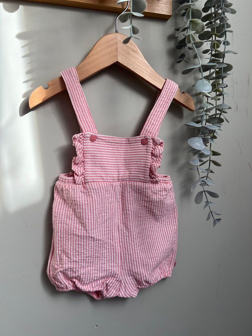 Barboteuse rayé / Combishort été fille Obaïbi - 1 mois - Rose