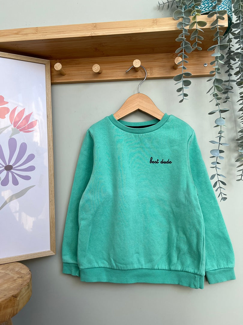 Sweat pull Kiabi 5 ans garçon vert menthe manches longues