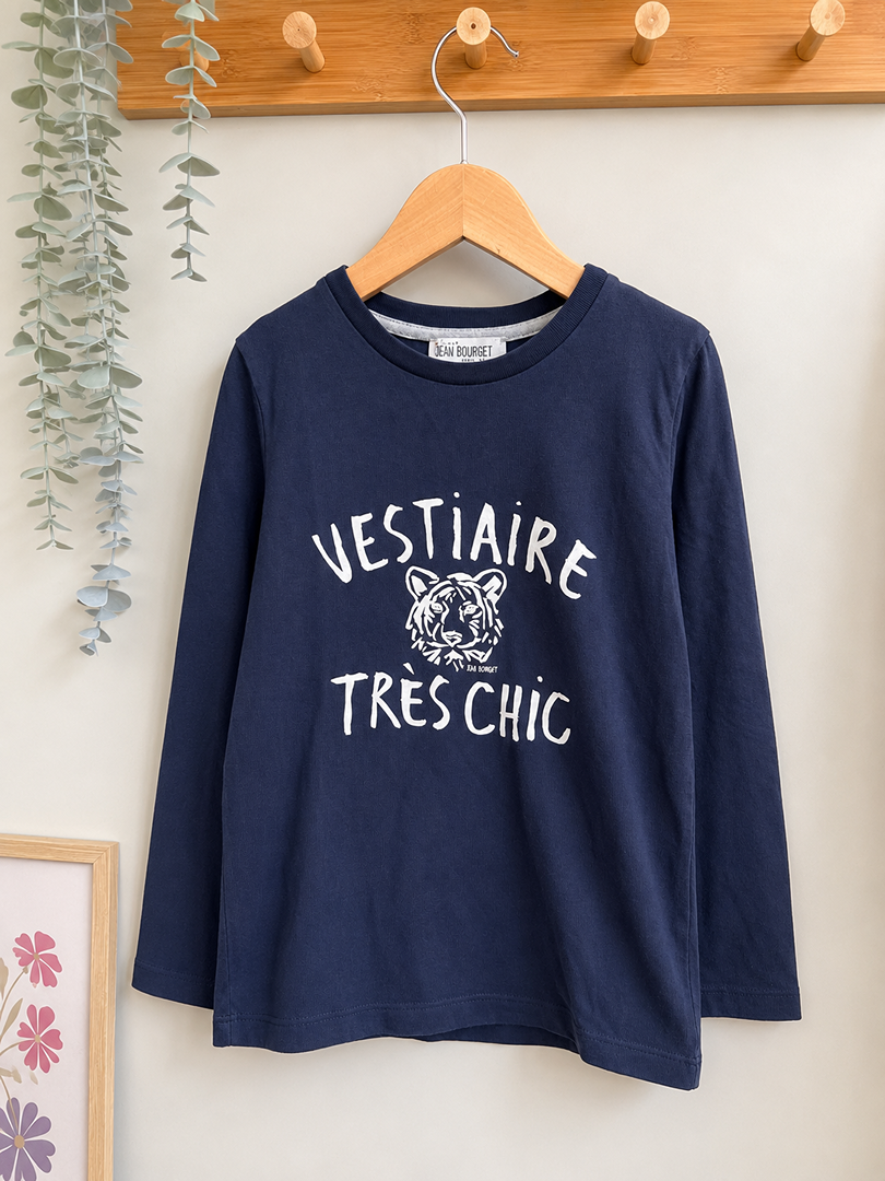 T-shirt manches longues Jean Bourget 6 ans bleu marine garçon mi-saison