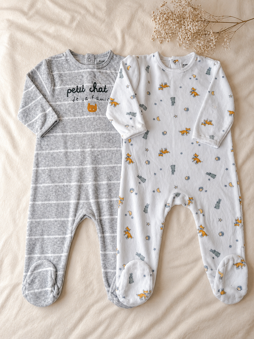 Lot de 2 pyjamas dors-bien 1 pièce Kiabi 18 mois mixte hiver manches longues