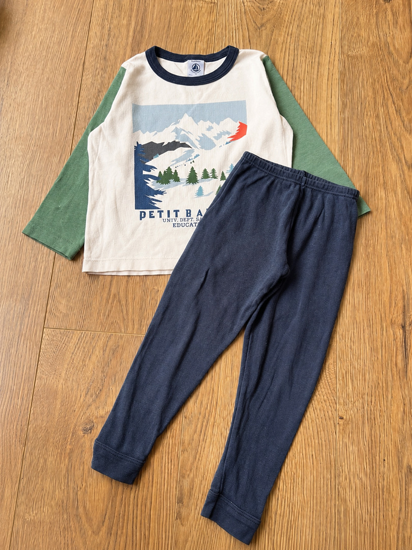 Pyjama 2 pièces en jersey garçon Petit Bateau écru 2 ans mi-saison