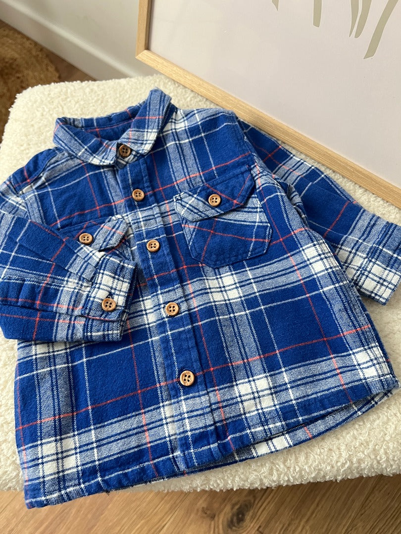 Chemise à carreaux garçon Bout'chou - 6 mois - Bleu