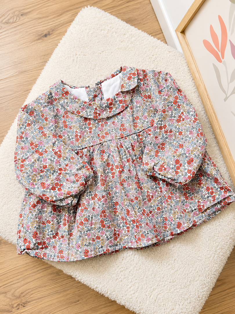 Blouse fleuri joli col Fille Absorba 6 Mois Manche Longue Mi-saison