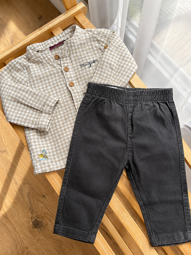 Ensemble Garçon Sergent Major 6 Mois Mi-saison pantalon chemise vichy