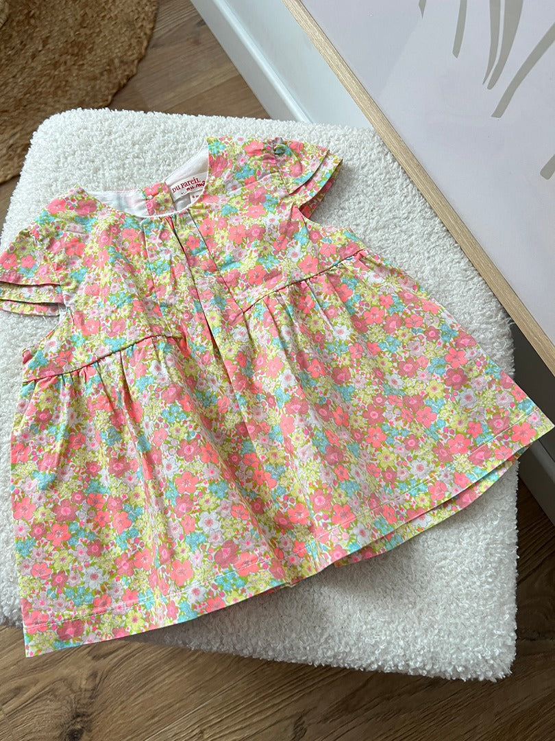 Robe courte été fleurie fille - Dpam Du Pareil au Même - 6 mois - Rose