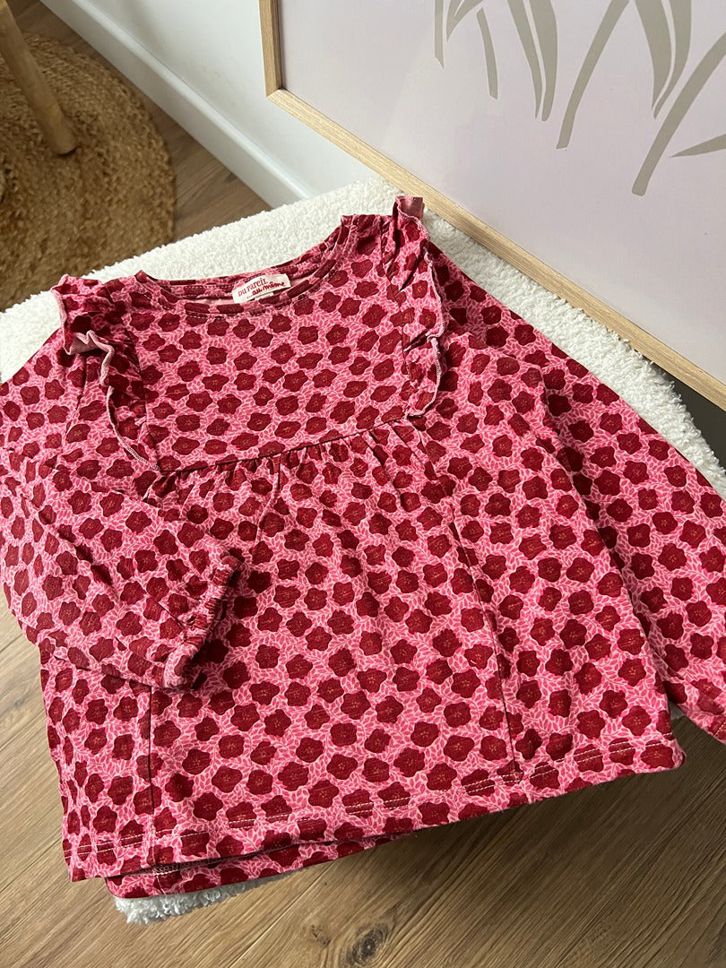Haut manches longues Du Pareil au Même - 2 ans - Rose - État : Excellent Fille