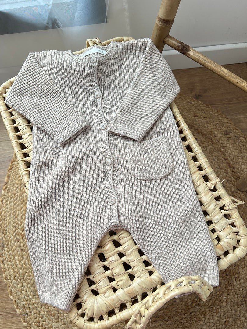 Combinaison maille Zara 1 mois 3 mois beige mixte mi-saison manches longues