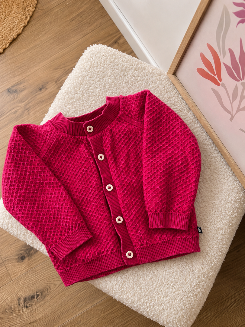 Gilet rose Petit Bateau fille 18 mois mi-saison manches longues