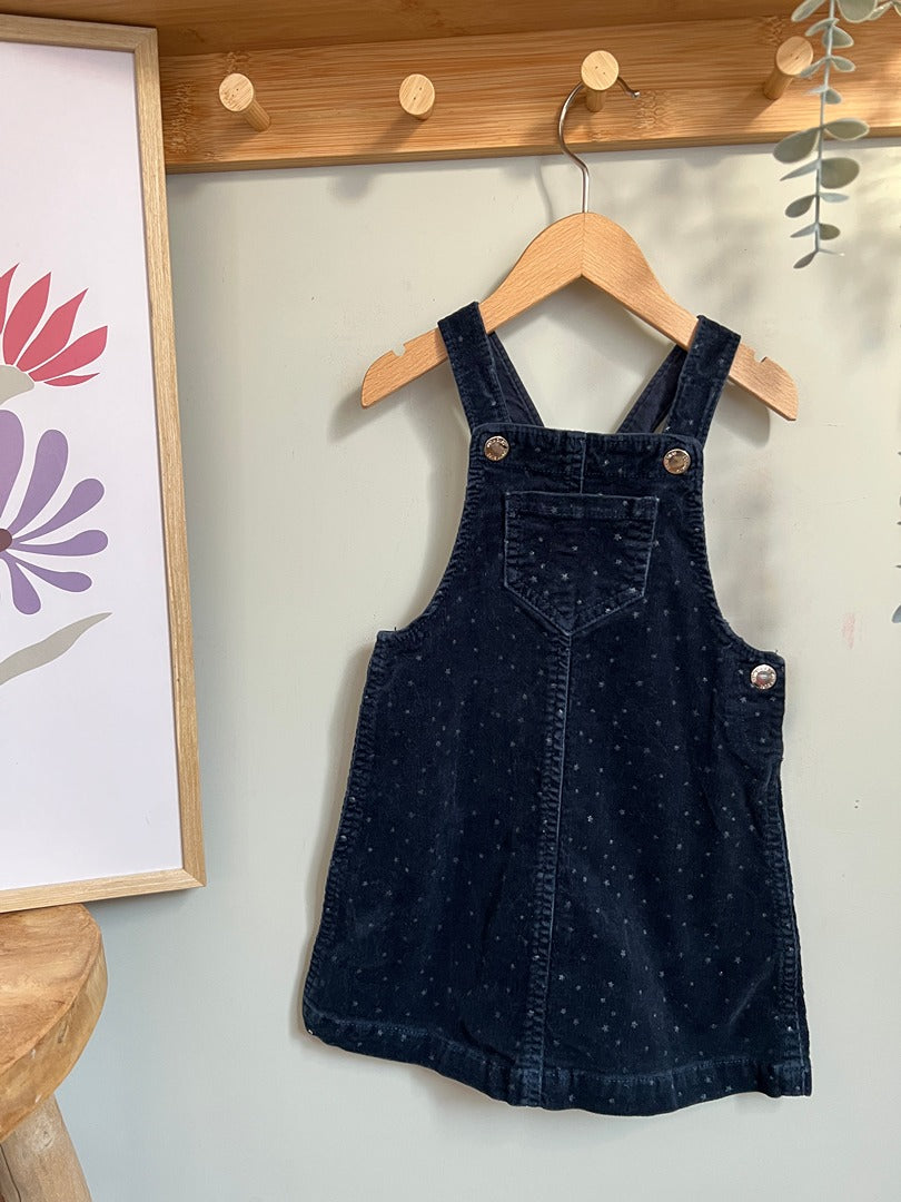 Robe salopette en velours côtelé fille O'stin - 3 ans - Bleu marine imprimé étoile argenté