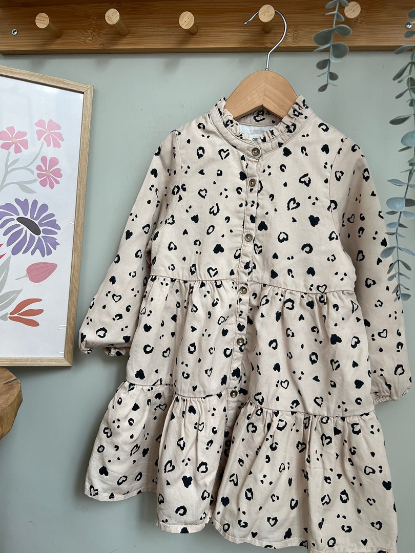 Robe manches longues fille Orchestra - 3 ans - Crème imprimé léopard