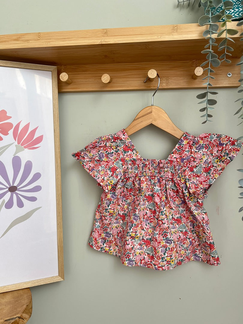 Blouse fille Zara 2 ans 92cm fleurs liberty été manches courtes