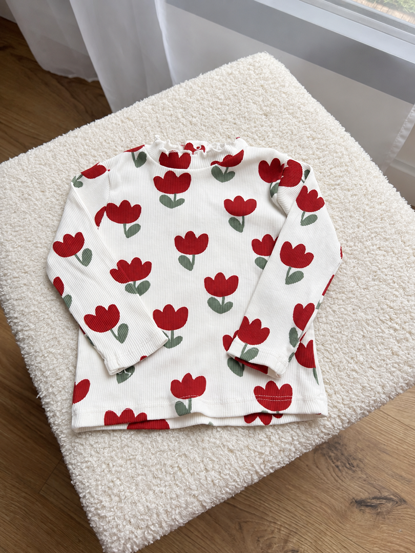 T-shirt côtelé manches longues fille Kabi blanc mi-saison 6 mois