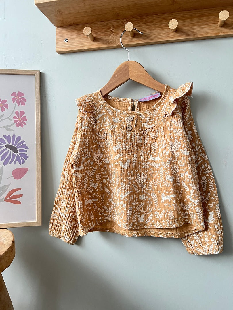 Blouse Our Little Monkey - 6 ans - Jaune moutarde - État : Excellent Fille
