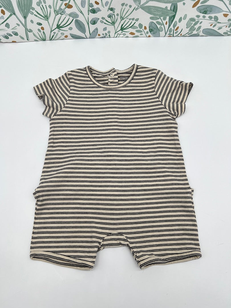 Barboteuse / Combinaison rayé garçon Vertbaudet - 6 mois - Crème