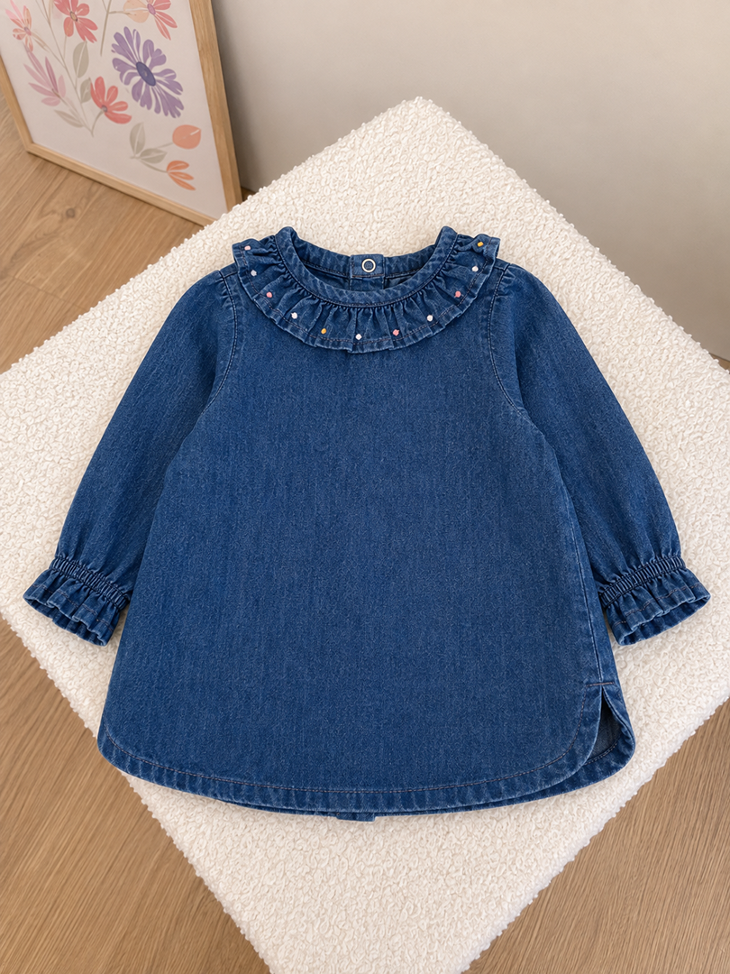 Robe denim bleu Kiabi 3 mois fille mi-saison manches longues
