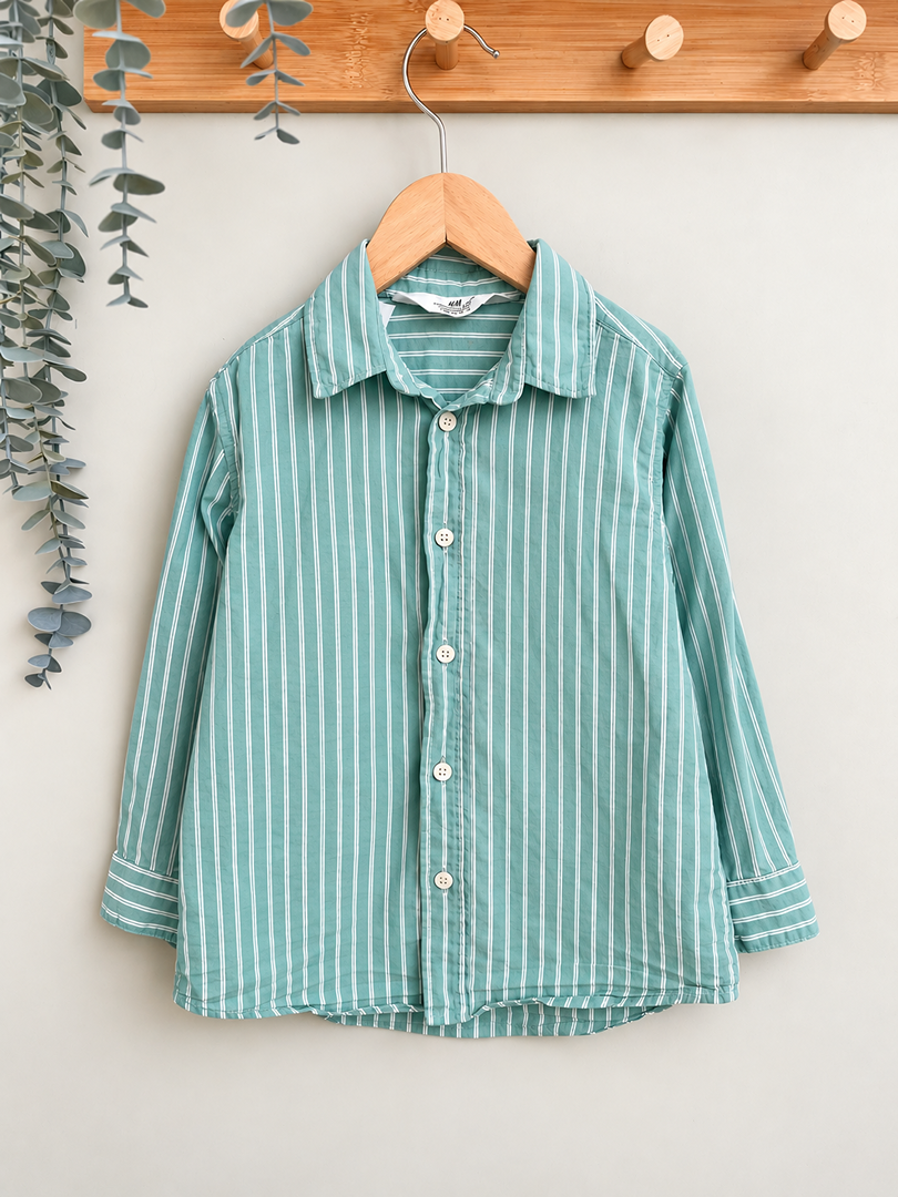 Chemise Manches Longues H&m Garçon 4 Ans Vert Mi-saison