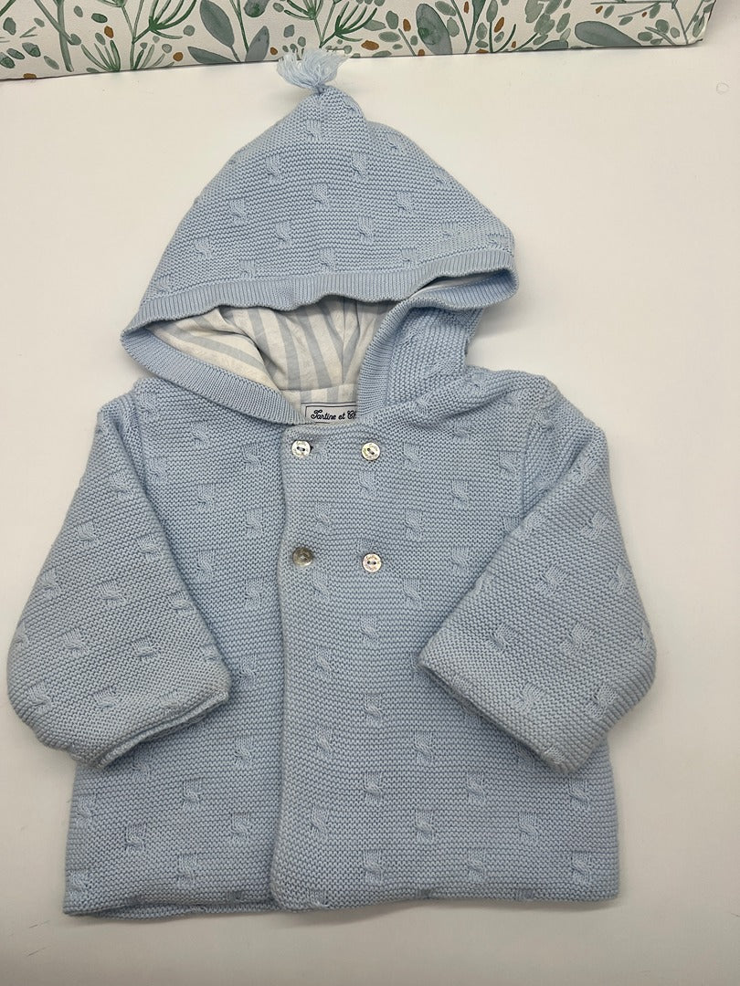 Cardigan Gilet garçon avec capuche Tartine Et Chocolat - 1 an - Bleu