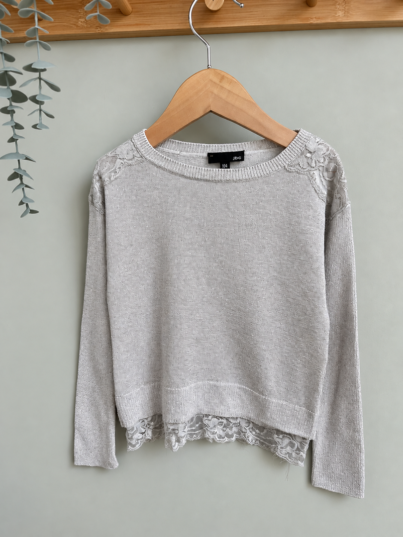 Pull jbc fille mi-saison beige manches longues 4 ans
