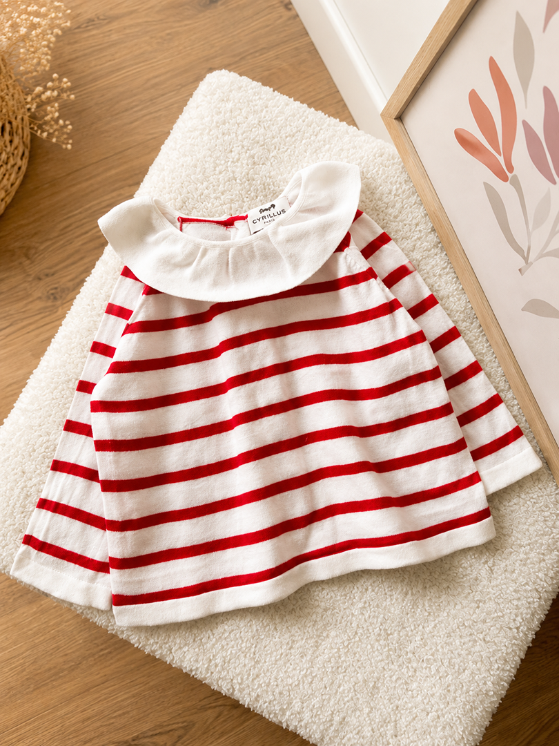 Pull fin Manches Longues Fille Cyrillus 6 Mois mi-saison joli col volanté