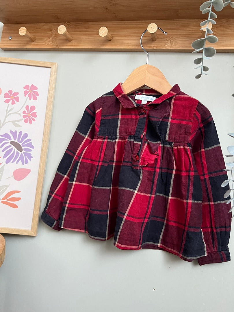 Blouse à carreaux fille Jacadi - 2 ans - Rouge et noir