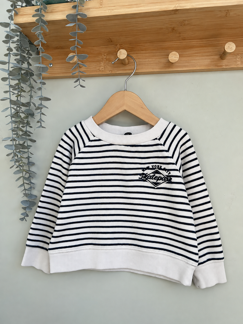 Pull garçon Tape à l'œil beige à rayures noires mi-saison manches longues 3 ans