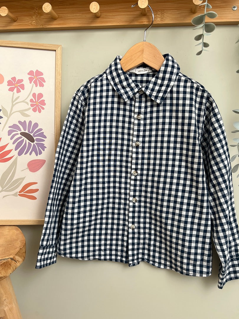 Chemise à carreaux Garçon - Mango - 6 ans 116cm - Carreaux bleu marine - Excellent