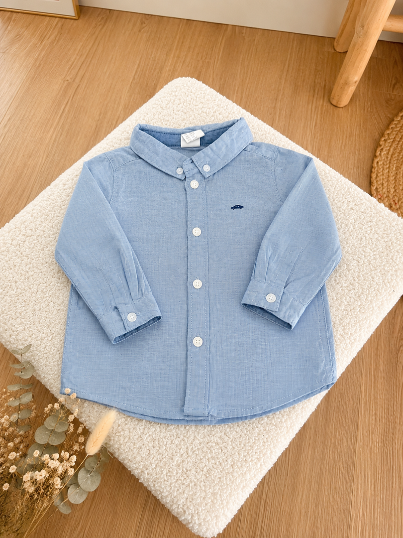 Chemise garçon H&m 6 mois bleu clair manches longues