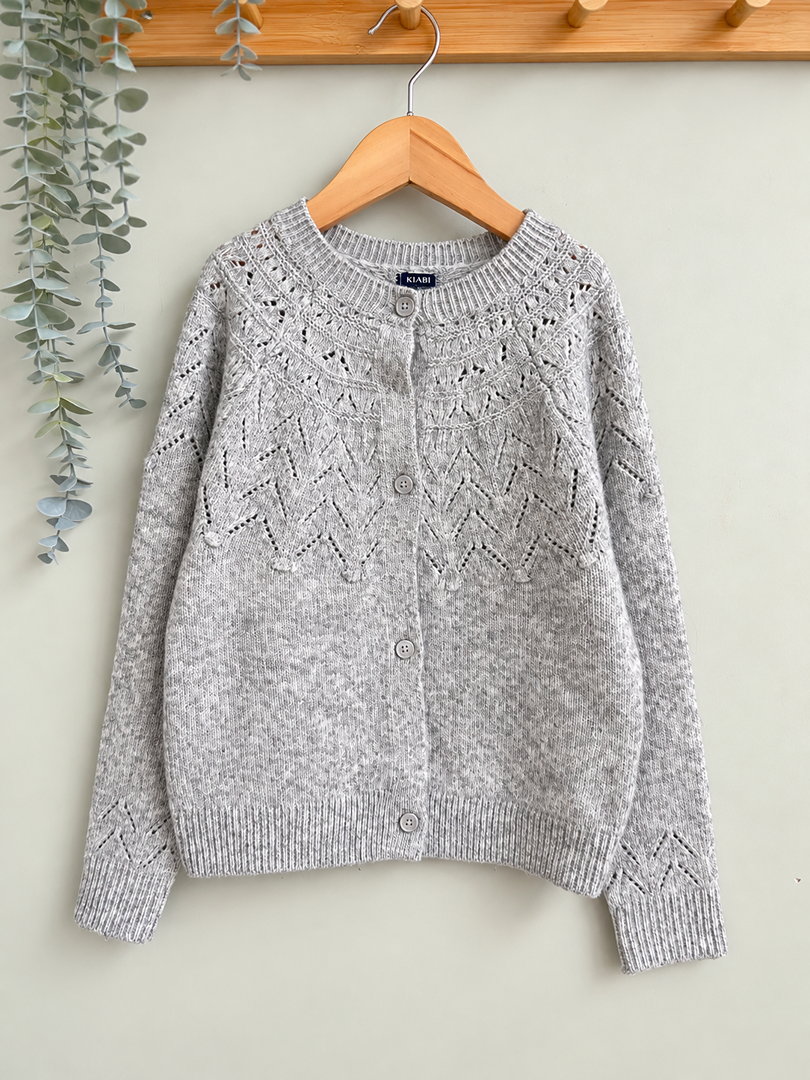 Gilet fille Kiabi gris 5 ans mi-saison manches longues en tricot