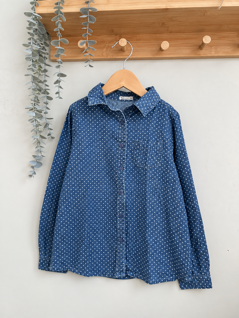 Chemise fille Lc Kids bleu pois mi-saison manches longues 8 ans